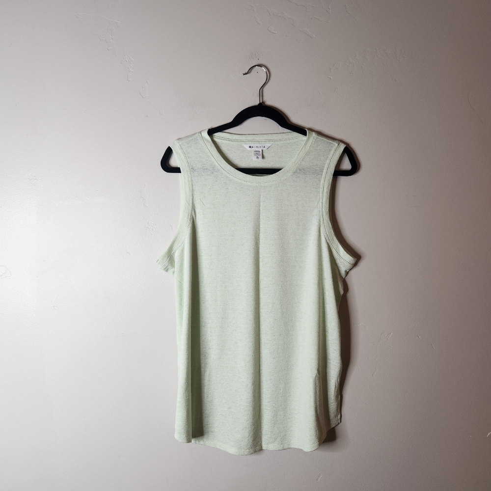 Athleta Breezy Tank Top Mint Green Stripe Size XL - Picture 2 of 6
